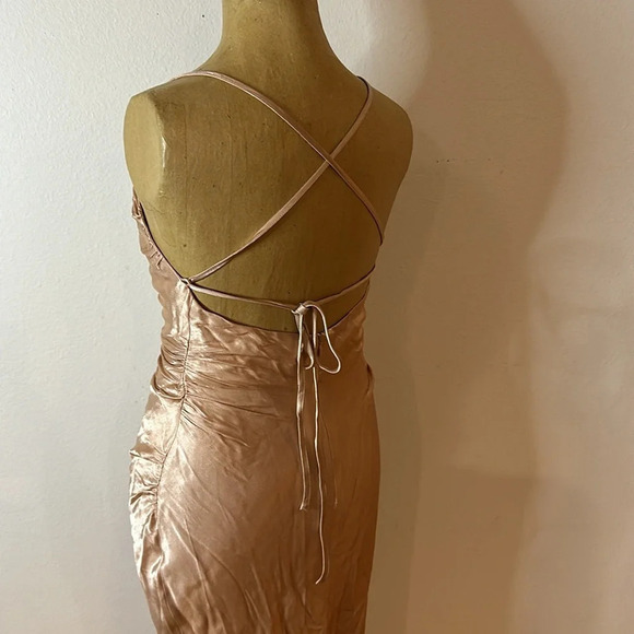 Shona Joy sz 2 La Lune pink champagne strappy gown maxi length great condition - Picture 6 of 10